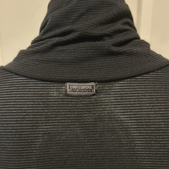 Cop Copine Black Sheer Funnel Neck. Crushed Velvet Sleeve design with thumb hole - Picture 6 of 11